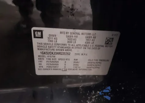 2017 GMC Yukon Denali from USA, damaged, VIN 1GKS2CKJ3HR225762